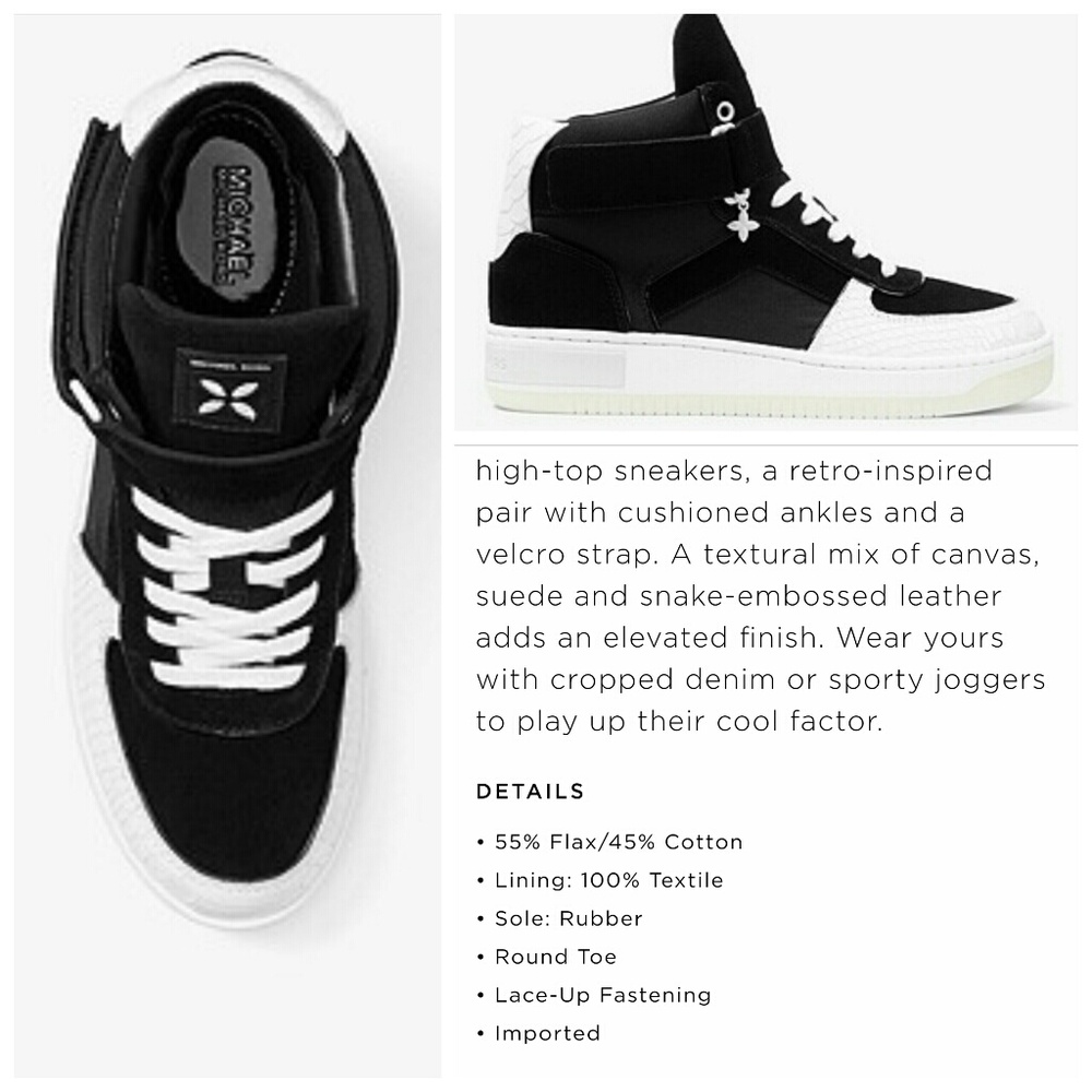 💎NWOB Michael Kors B&W High-top Sneakers - Picture 6 of 8